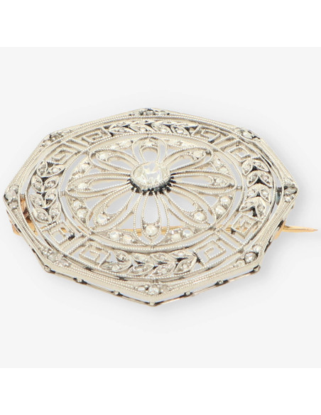 Broche Vintage Diamantes oro bl. y ama.