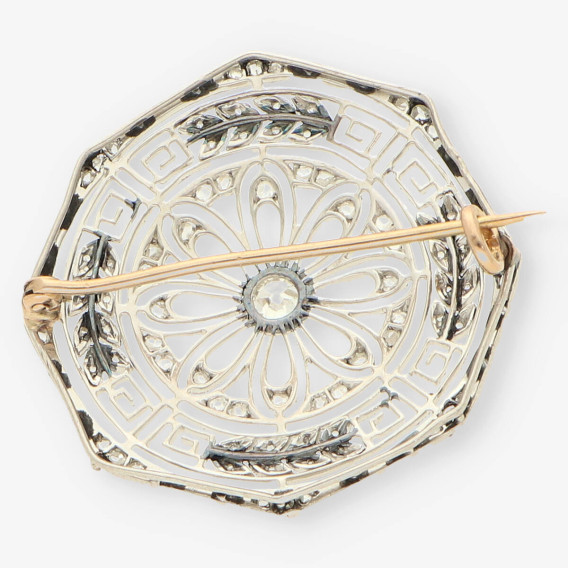 Broche Vintage Diamantes oro bl. y ama.