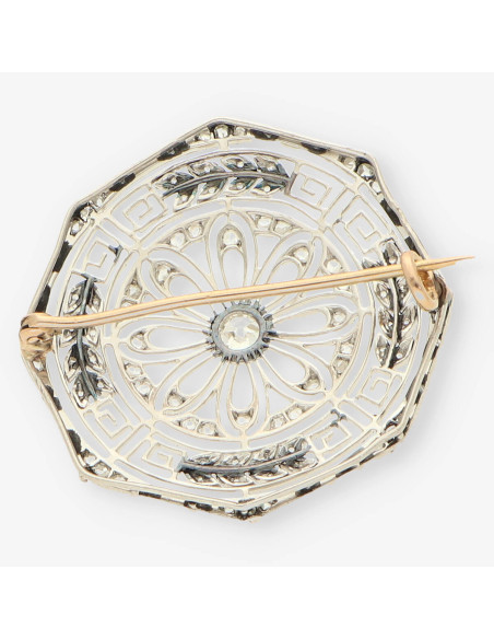 Broche Vintage Diamantes oro bl. y ama.