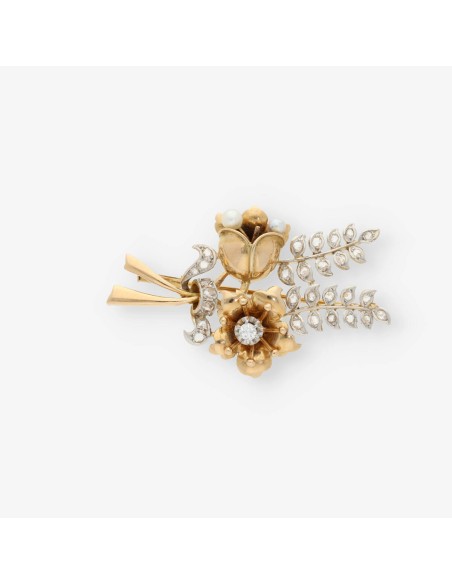 Broche de oro 18kt con diamantes