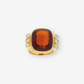 Anillo oro p. marron y brillantes