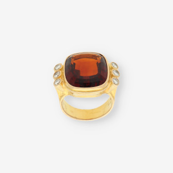 Anillo oro p. marron y brillantes 2