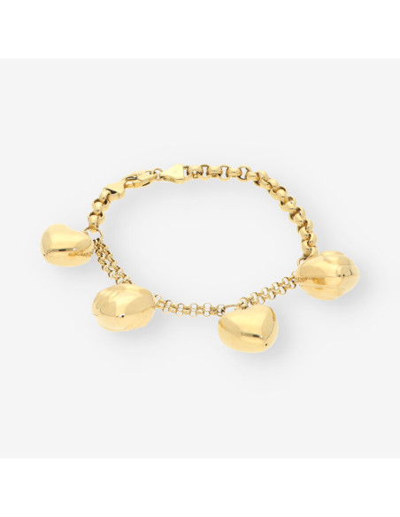 Pulsera con corazones oro