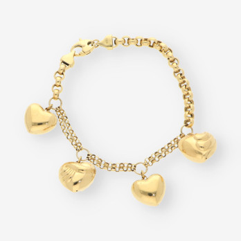 Pulsera con corazones oro 2
