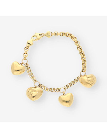 Pulsera con corazones oro