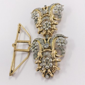 Broche vintage en oro bicolor 18kt con brillantes 2