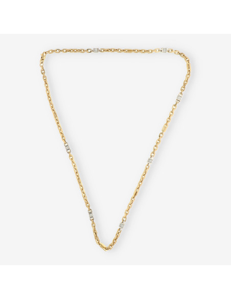 Cadena oro bl./amarillo y circonitas