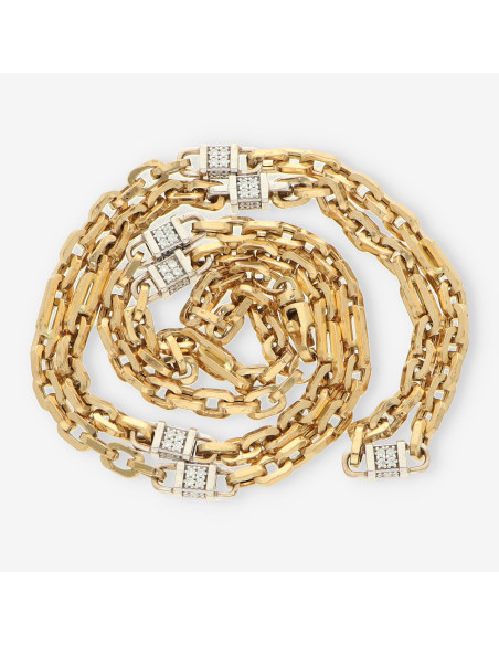 Cadena oro bl./amarillo y circonitas