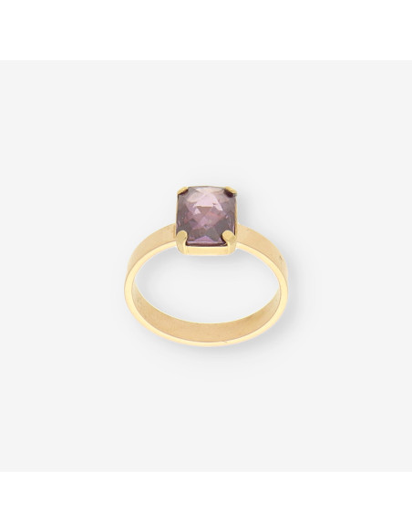 Anillo oro piedra lila