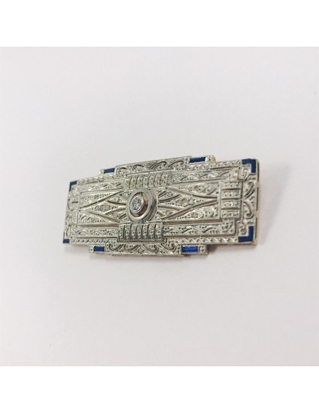 Broche Art Deco en oro blanco 18kt y brillantes.