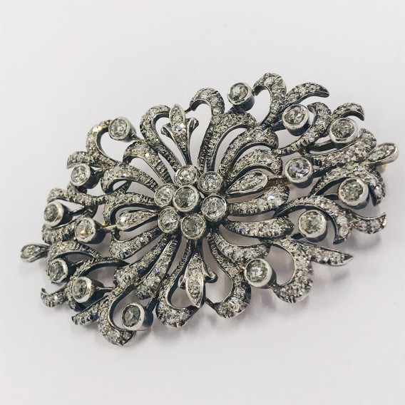 Broche vintage en oro blanco 18kt con brillantes