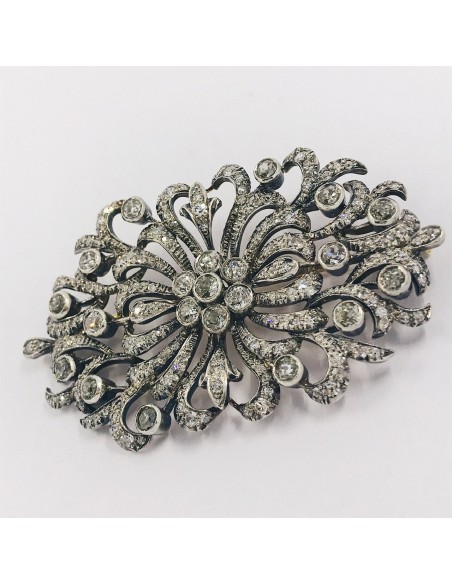 Broche vintage en oro blanco 18kt con brillantes