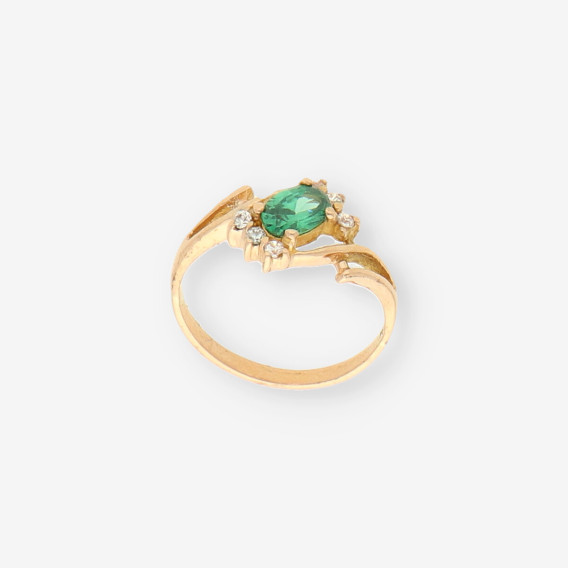 Anillo circonitas oro y p. verde