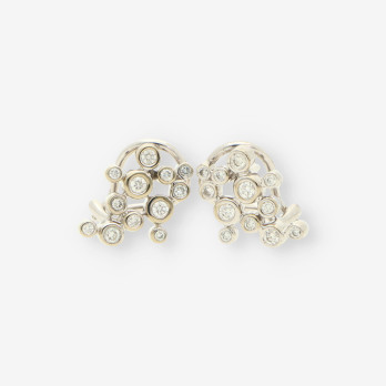 Pendientes oro bl. y brillantes