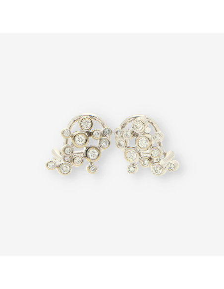 Pendientes oro bl. y brillantes