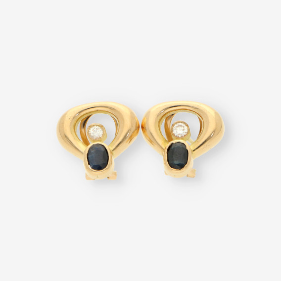 Pendientes oro zafiro y brillantes