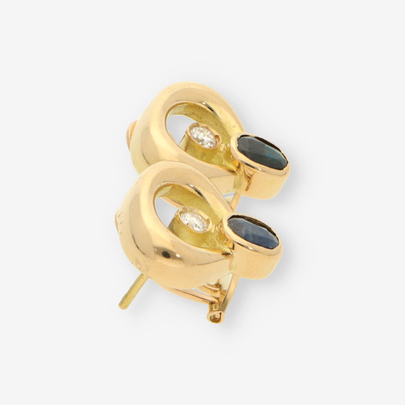 Pendientes oro zafiro y brillantes