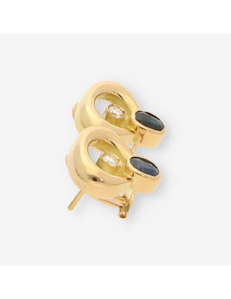 Pendientes oro zafiro y brillantes