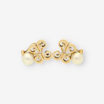 Pendientes perla y brillantes BAGUES
