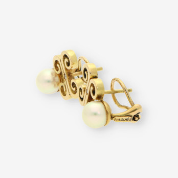 Pendientes perla y brillantes BAGUES 2