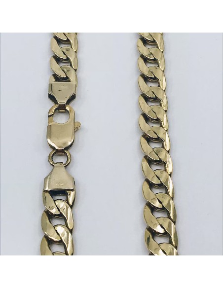 Cadena barbada plana en oro 18kt