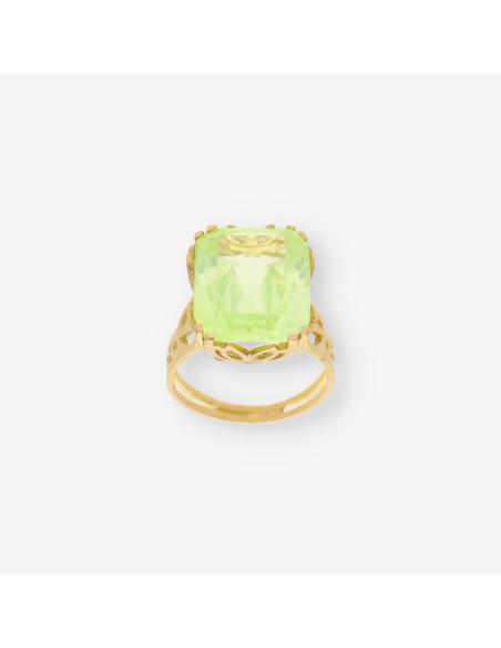Anillo oro piedra verde