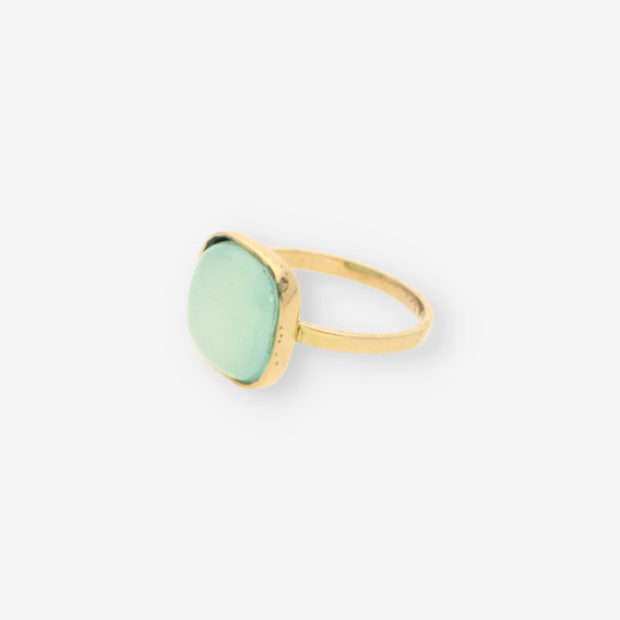Anillo oro piedra verdosa