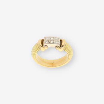 Anillo oro bl/ama y brillantes 2