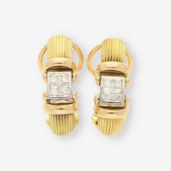 Pendientes oro bl/ama y brillantes