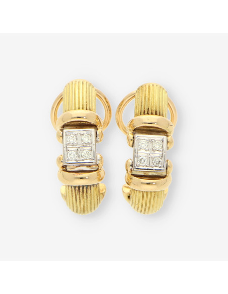Pendientes oro bl/ama y brillantes