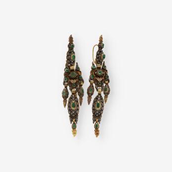 Pendientes esmeraldas oro/plata  S. XIX