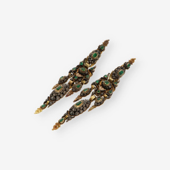Pendientes esmeraldas oro/plata  S. XIX 2
