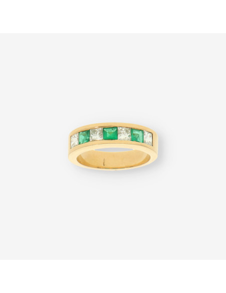 1/2 alianza Esmeralda oro y brillantes