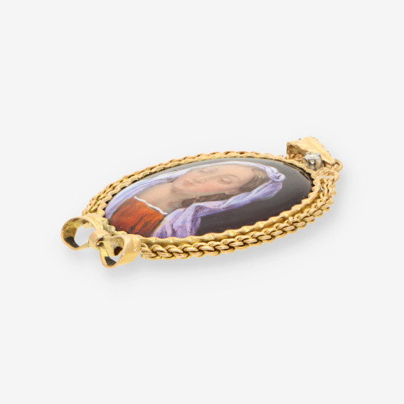 Medalla virgen esmalte oro y brillantes