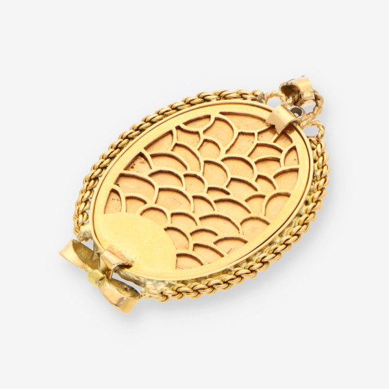 Medalla virgen esmalte oro y brillantes