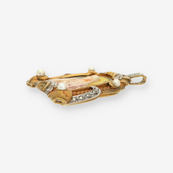 Virgen oro esmalte carey y diamantes