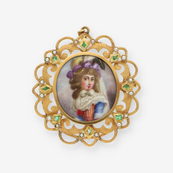 Medalla oro, esmalte y perlas