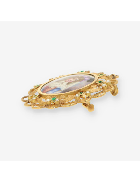 Medalla oro, esmalte y perlas