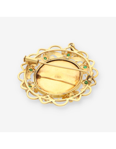 Medalla oro, esmalte y perlas