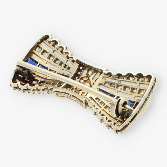 Broche oro blanco zafiro y brillantes