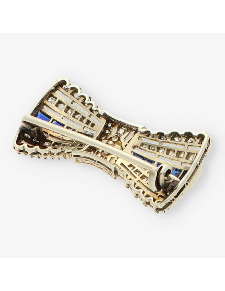 Broche oro blanco zafiro y brillantes