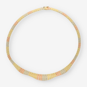 Gargantilla oro blanco, amarillo y rosa