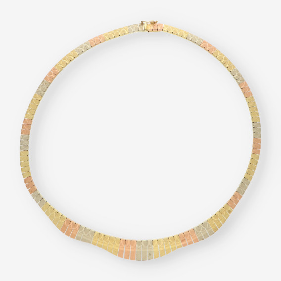 Gargantilla oro blanco, amarillo y rosa