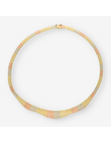 Gargantilla oro blanco, amarillo y rosa