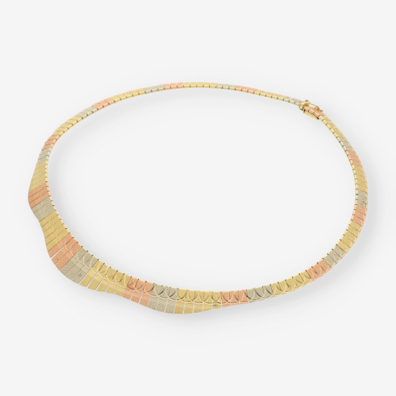Gargantilla oro blanco, amarillo y rosa