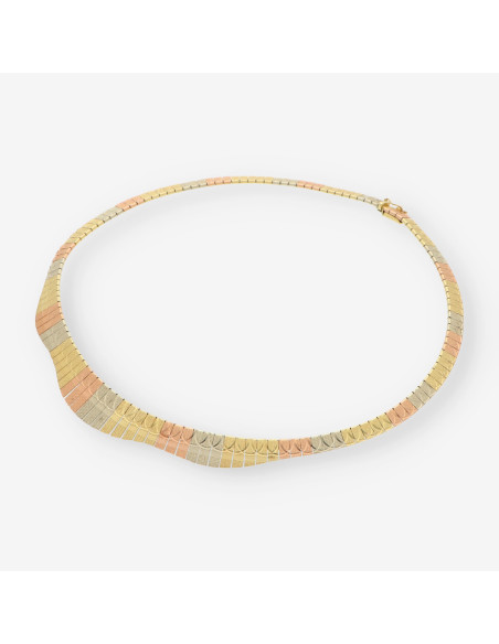 Gargantilla oro blanco, amarillo y rosa