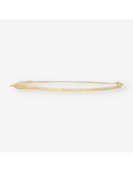 Gargantilla oro blanco, amarillo y rosa