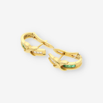 Pendientes esmeralda oro y brillantes 2