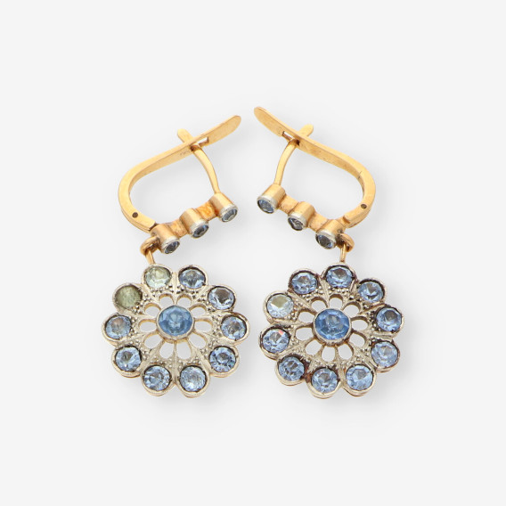 Pendientes oro vintage piedra azul
