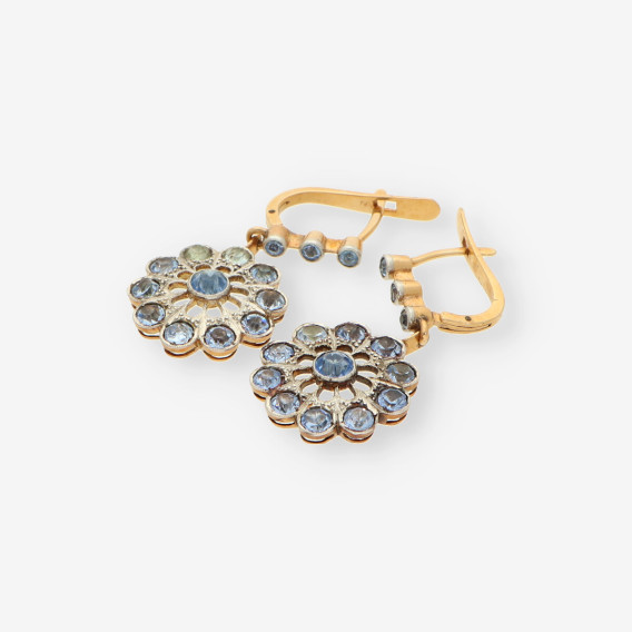 Pendientes oro vintage piedra azul